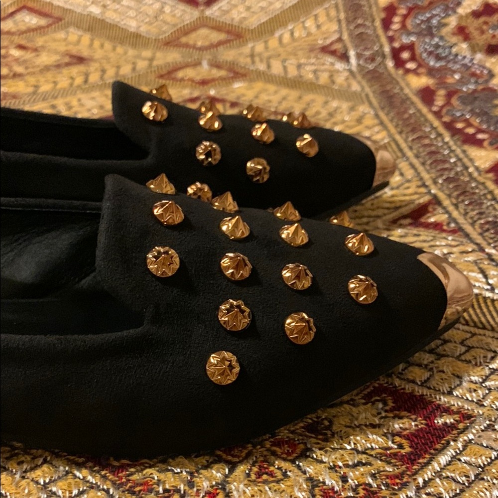 SHEIN Black and Gold Studded Flats - Picture 5 of 8
